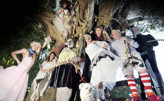 Marcus Luckel, Chris Tina, Kathryn McMillan, Janelle Buckley, Peter Lehne, Chris Benaud, Carl Smith, Fanny Waterfalls (in tree) are Flown Production, Glee Club members. Marcus Luckel, Chris Tina, Kathryn McMillan, Janelle Buckley, Peter Lehne, Chris Benaud, Carl Smith, Fanny Waterfalls (in tree) are Flown Production, Glee Club members.